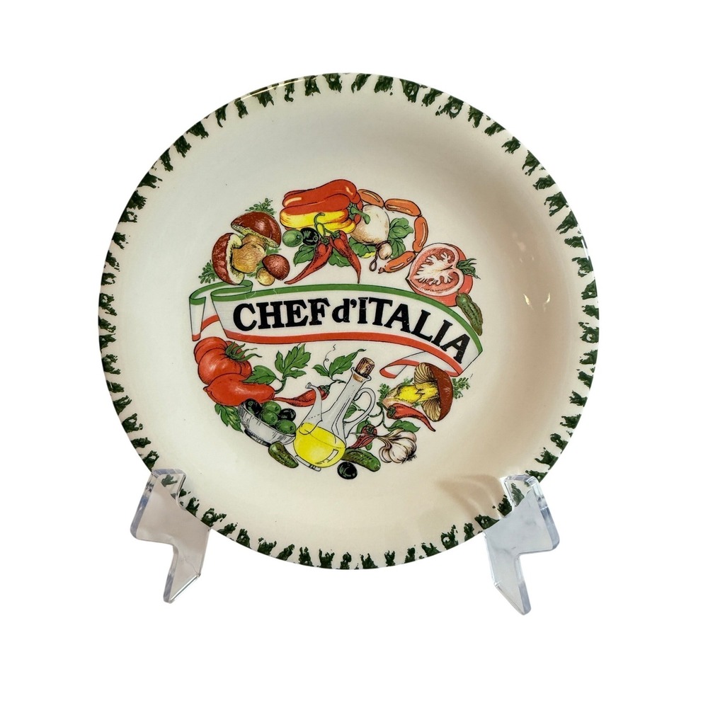 VTG PAIR‎ (2) O.M.S. Chef d'Italia Hand Painted 9 1/2" Dinner Plates